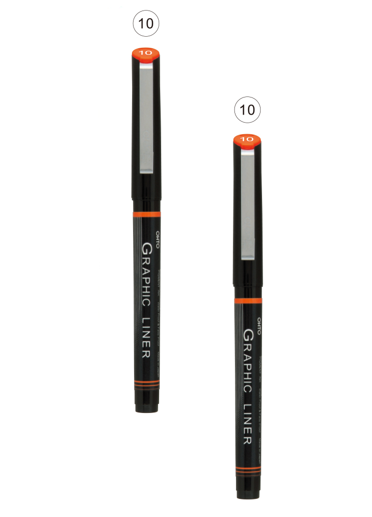 OHTO JAPAN Graphic Liner Needle Point Rollerball Drawing Pen [10] Pack Of 2.