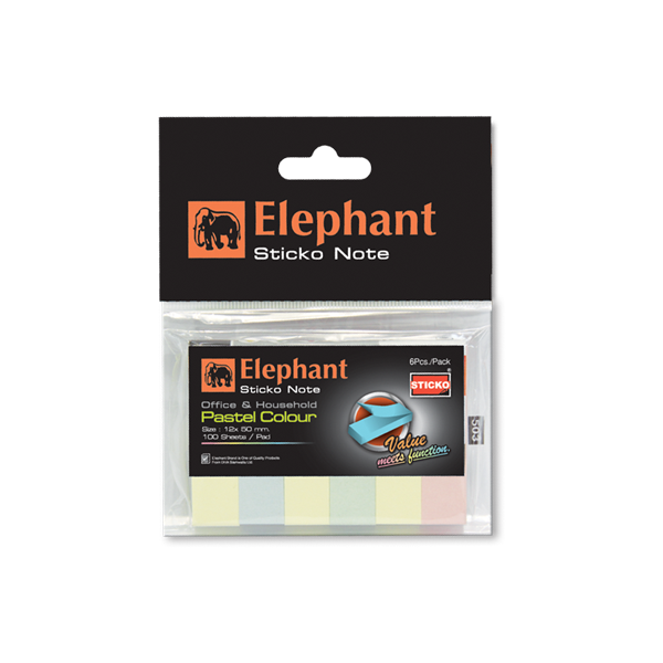 Elephant Sticky Note Marker Page Marker PASTEL (PACK OF 2) 3 Colours Mini Text Highlighter Strips  Tab Rectangle Flags Fluorescent Sticky Note for Marking,Office & Household and much more.(MADE IN THAILAND)