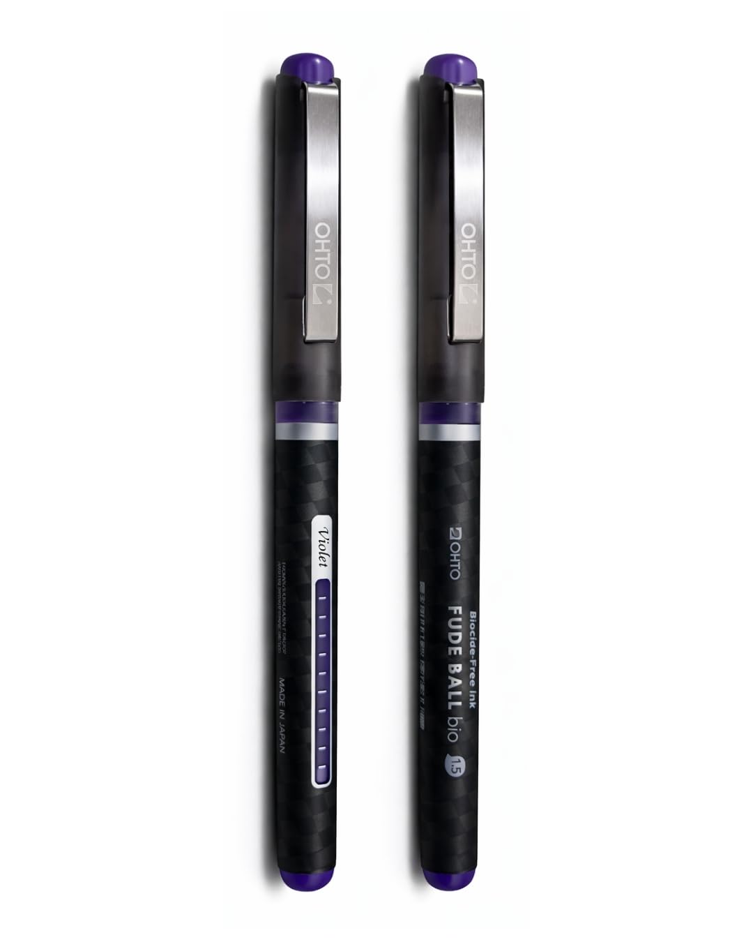 OHTO Fude Ball Bio 1.5mm Gel Ink Roller Pen – Violet Color Pack of 2 | Smooth Waterproof/Fadeproof Pigmented Ink, Bold Tip for Notes, Signatures & Daily Writing | Made in Japan