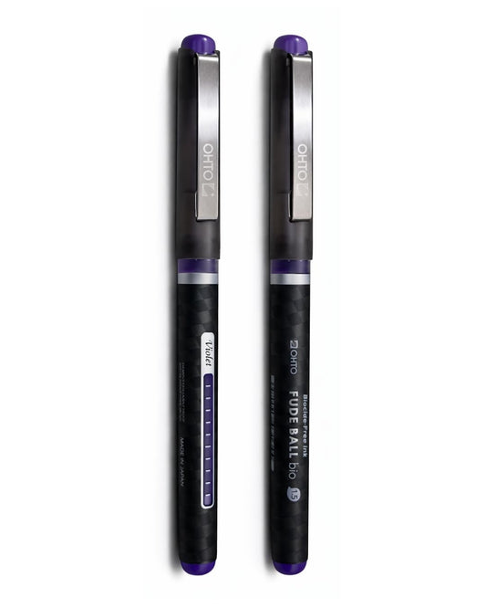 OHTO Fude Ball Bio 1.5mm Gel Ink Roller Pen – Violet Color Pack of 2 | Smooth Waterproof/Fadeproof Pigmented Ink, Bold Tip for Notes, Signatures & Daily Writing | Made in Japan