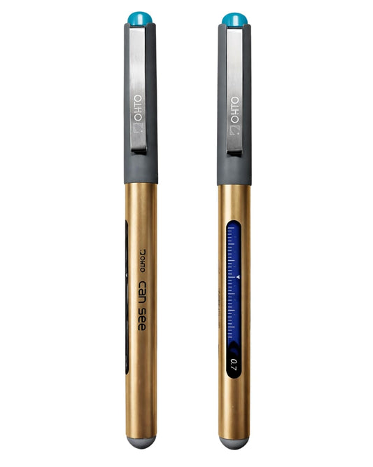 OHTO Cansee Sky Blue Color Pack of 2, Comes with 0.7mm Tip Size Free Ink Roller Pen best writing pen in daily use | Pigmented Waterproof/Fadeproof Ink | Safe Secure & Reliable Writing | Made in Japan