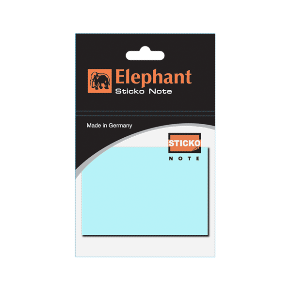 Elephant Sticky  Note STD 2X3 Pastel Blue Color, Self -Stick Notes 100 Sheet/Pad (PACK OF 1),Colors Stickers , Made in Germany