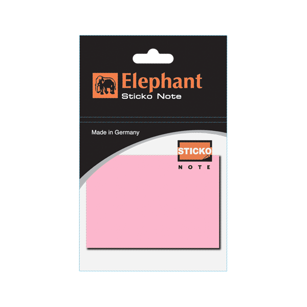 Elephant Sticky  Note STD 2X3 Pastel Pink Color, Self -Stick Notes 100 Sheet/Pad (PACK OF 1),Colors Stickers , Made in Germany