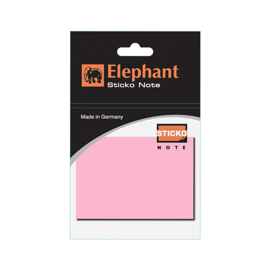 Elephant Sticky Note STD 3X3 Pastel Pink Color, Self -Stick Notes 100 Sheet/Pad (PACK OF 1),Colors Stickers , Made in Germany