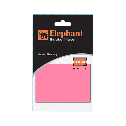 Elephant Sticky  Note STD 2X3 Neon Pink Color, Self -Stick Notes 100 Sheet/Pad (PACK OF 1),Colors Stickers , Made in Germany