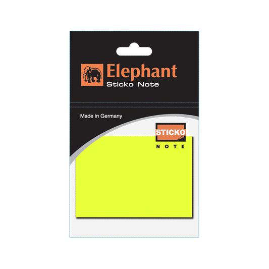 Elephant Sticky  Note STD 2X3 Neon Yellow Color, Self -Stick Notes 100 Sheet/Pad (PACK OF 1),Colors Stickers , Made in Germany