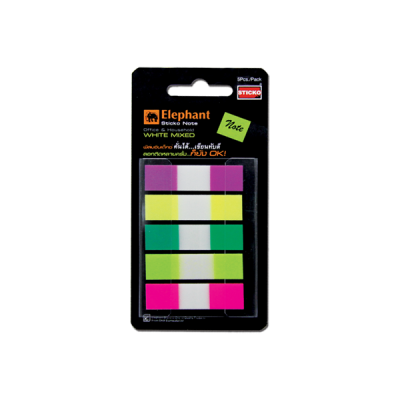 Elephant Sticky Note Marker White Mixed Page Marker 5 Colours Mini Text Highlighter Strips Tab Rectangle Flags Fluorescent Sticky Note for Marking,Office & Household and much more. MADE IN THAILAND