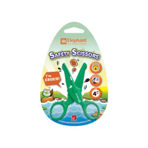 Elephant Croco Cute Animal Safety Scissor for Kids – Child-Friendly Paper Cutting Scissors with Rounded Safe Blades, Lightweight Plastic Body, Easy Grip Handles, Ideal for School, Craft.