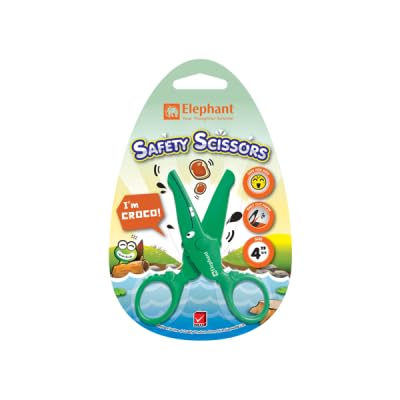 Elephant Croco Cute Animal Safety Scissor for Kids – Child-Friendly Paper Cutting Scissors with Rounded Safe Blades, Lightweight Plastic Body, Easy Grip Handles, Ideal for School, Craft.