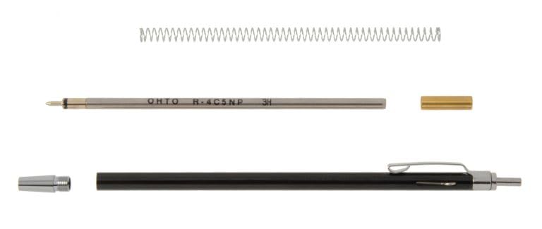 OHTO TL01 0.5mm Needle Point Ballpoint Pen, Black Aluminum Body | Pocket-Size Ultra Compact Metal Pen, Refillable Soft Black Ink for Notes, Signtaure & Everyday Carry | Made in Japan
