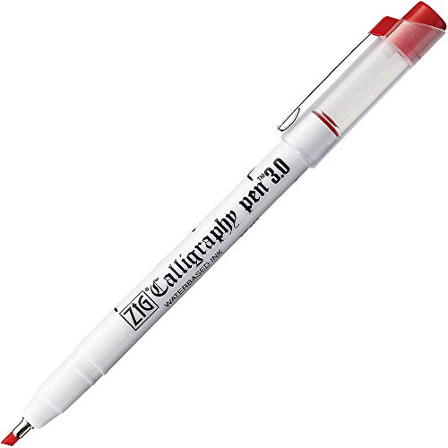 ZIG KURETAKE CALLIGRAPHY PEN [PC-300] 3.0 Oblique Tip (PACK OF 2) RED Color.