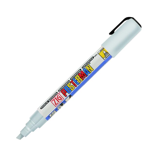Gently Used [Zig Posterman Waterproof Chalk Marker (PMA-50/102/SILVER) 6mm Chisel ] – Value Deal , Fully Functional , Tested & Working .