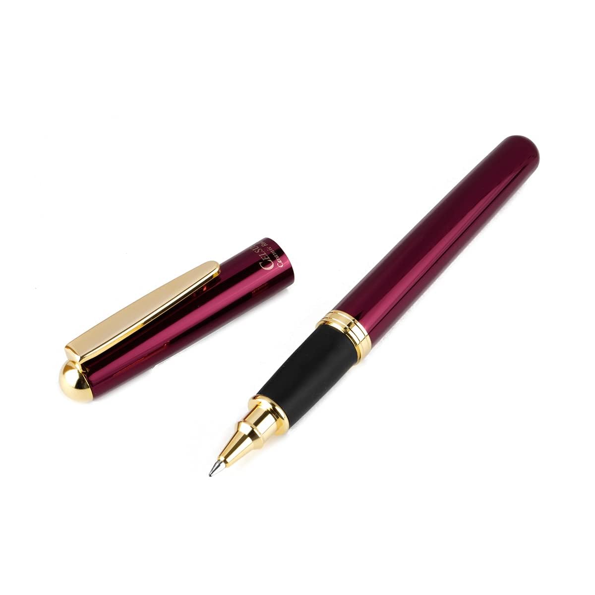 OHTO CELSUS Ceramic Roller Pen Water Ball Pen CB-15C-WI (WineRed Body & Blue Refill 0.7 mm for Signature, Writing, Lettering Pens Beautiful Box Packing Professional quality, Made in Japan