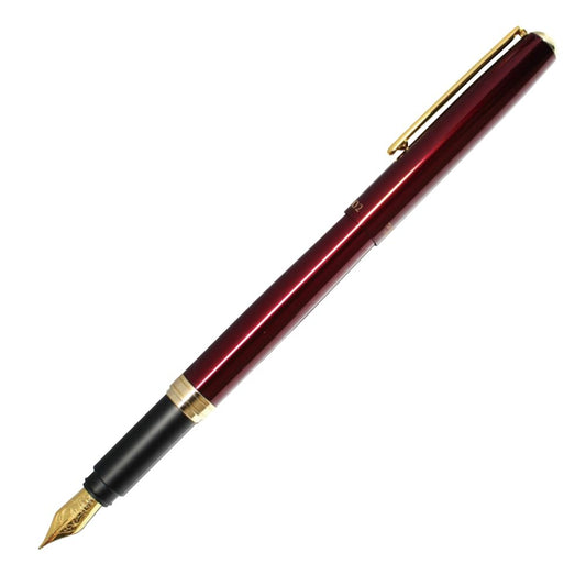 OHTO FF02 Gold Parts Fountain Pen - Schmidt Iridium Gold Plated Nib - Medium Aluminium Barrel with Gold Plated Brass Components - Wine Lacquer Finish - Includes Black Ink Cartridge