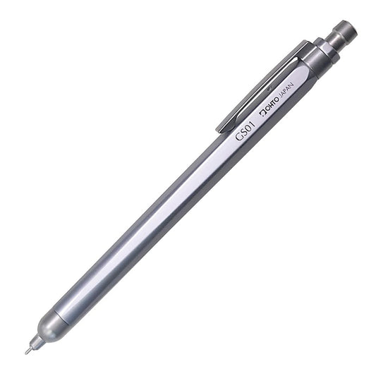 OHTO GS01 Premium Aluminum Gel Pen 0.5mm Needle Tip Black Ink, Quick Dry Smooth Writing Pen, Metal Body with Brass Clip, Executive Office Pen for Journaling, Notes & Everyday Writing, Silver