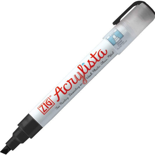 Gently Used [Zig ACRYLISTA PERMANENT ACRYLIC MARKER 010 BLACK Color, Use on wood, stone, ceramic, glass, plastic, mixed media etc] – Value Deal , Fully Functional , Tested & Working .