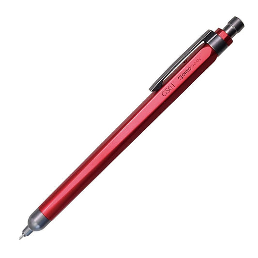 OHTO GS01 Premium Aluminum Gel Pen 0.5mm Needle Tip Black Ink, Quick Dry Smooth Writing Pen, Metal Body with Brass Clip, Executive Office Pen for Journaling, Notes & Everyday Writing, Red