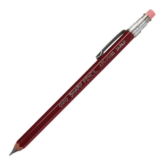 OHTO Mechanical Wooden mini sharp pencil with eraser and clip Lead: 0.5mm APS-350-WineRed Color Body Recommended Uses For Product Drawing Sketching Graphic Outlining Writing & Much More Made in Japan