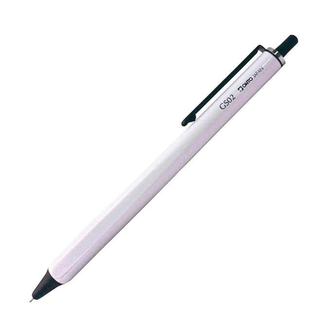 Ohto GS02 Roller Gel Pen, White Body Retractable Needle Tip 0.5mm Black Barrel, Ultra-Quick Drying Black Gel Ink Pen, All-Metal Hybrid Body, Advanced technology Gel ink refill PG-M05NP Made in Japan