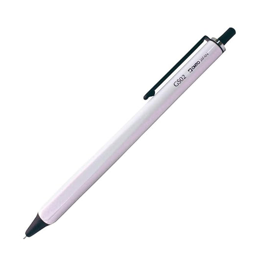 Ohto GS02 Roller Gel Pen, White Body Retractable Needle Tip 0.5mm Black Barrel, Ultra-Quick Drying Black Gel Ink Pen, All-Metal Hybrid Body, Advanced technology Gel ink refill PG-M05NP Made in Japan