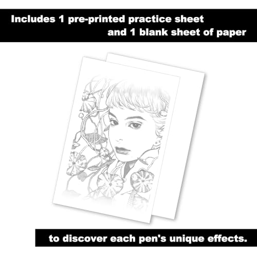 Zig Kuretake Special Set, Posterman LT. Blue 1mm Mangaka 05 Fudebiyori Brush Pen White Illustration Set for Manga Drawing, Lettering and Calligraphy, Professional Artist Quality, Made in Japan