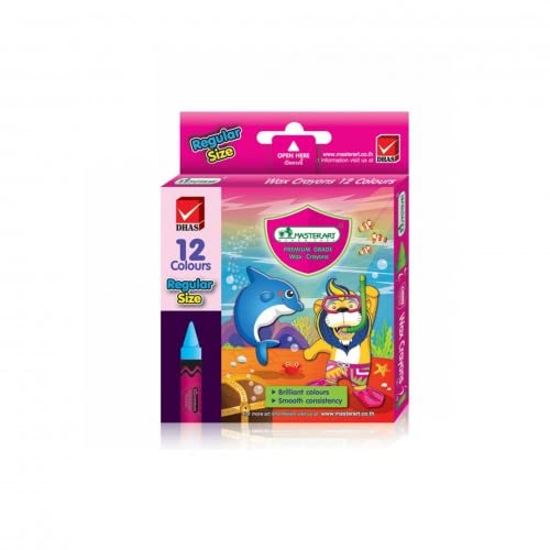 MASTERART WAX CRAYONS, Regular Size 12 Colors[PACK OF 1].