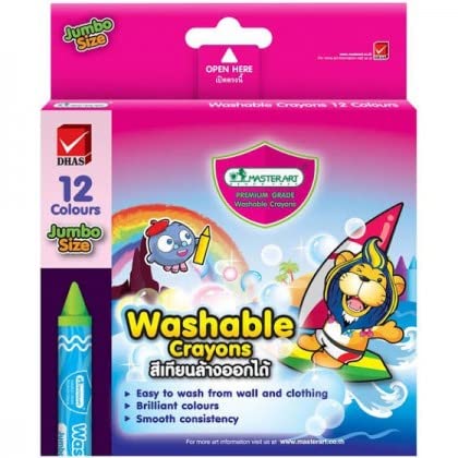 MASTERART Washable Crayons,12 Colors JUMBO SIZE (PACK OF1).