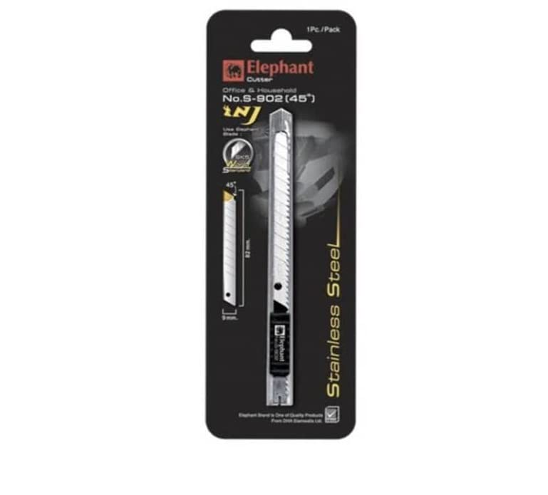 Elephant Brand Cutter NO.S-902 SILVER COLOR (PACK OF 1) Stainless Steel Blad Cutter, use in office & household and much more.