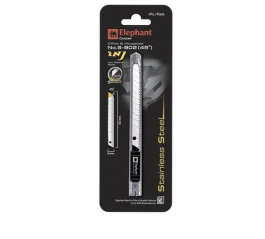 Elephant Brand Cutter NO.S-902 SILVER COLOR (PACK OF 1) Stainless Steel Blad Cutter, use in office & household and much more.
