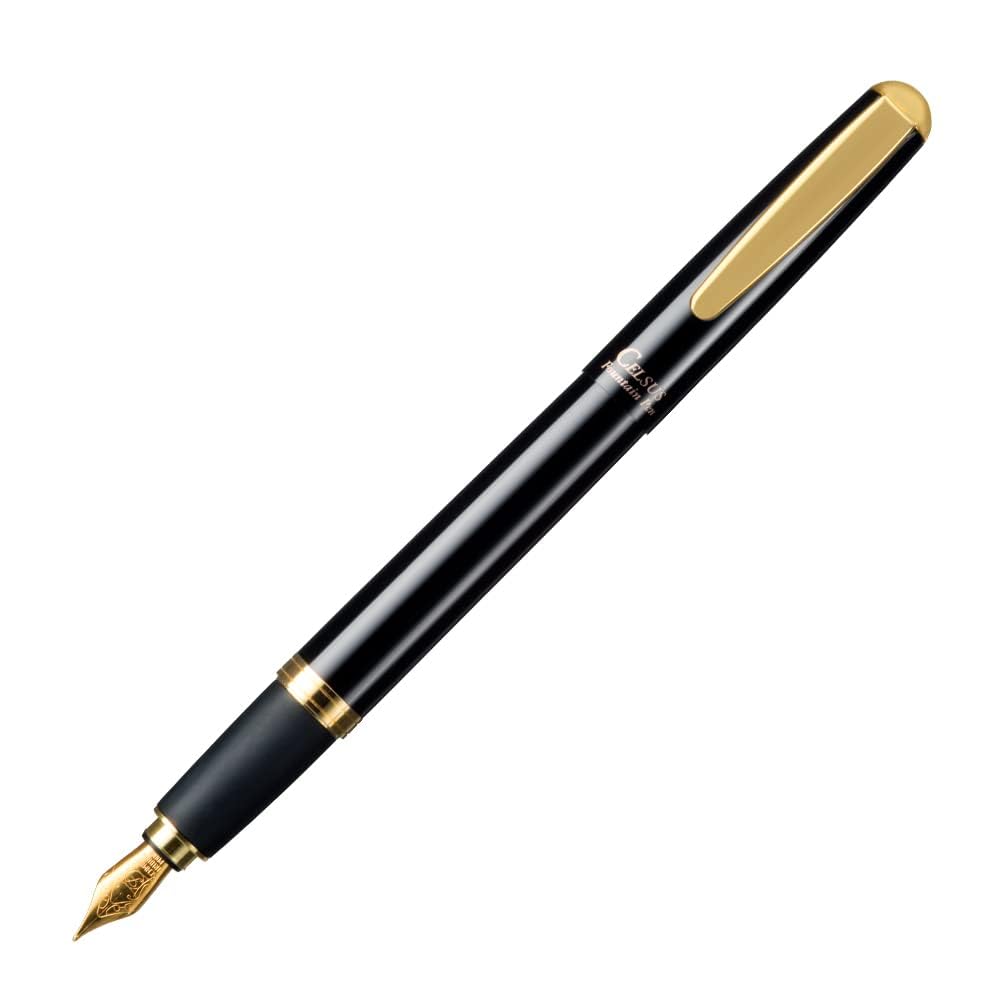 OHTO Celsus Fountain Pen Black Body For Signature Calligraphy,Consistent Smooth Flow Smooth Elegant Writing with Fine Nib and Ink Converters Beautiful Box Packing Professional quality, Made in Japan