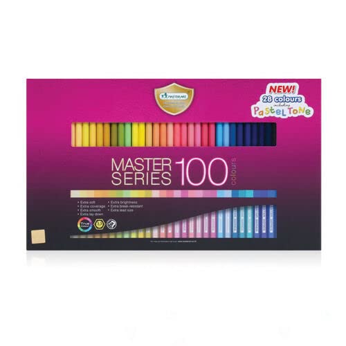 Master Art Premier Colored Pencils, Soft Core,Colouring Pencils Set 100-Count Core for Adult Colouring Books, Doodling, Sketching, Drawing, Art Supplies Made In Thailand