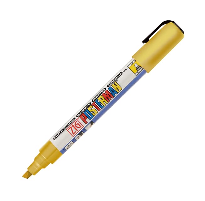 Gently Used [Zig KURETAKE Posterman Waterproof Chalk Marker (PMA-50/101/GOLD) 6mm Chisel Tip ] – Value Deal , Fully Functional , Tested & Working .