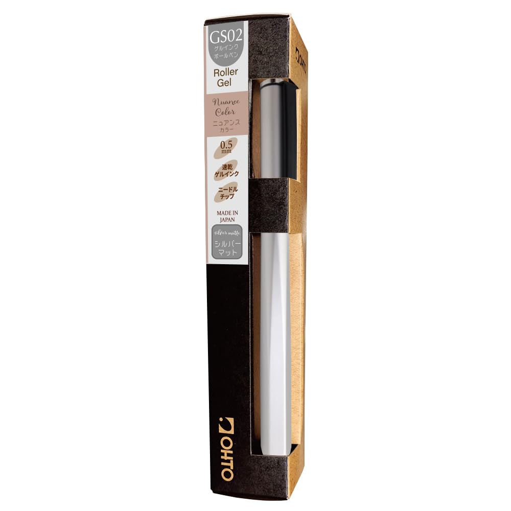 OHTO GS02 Dusty Blue Roller Gel Pen – Metal Design Aluminum Barrel | 0.5mm Fine Tip with Black Ink, Quick-Dry Ceramic Roller Ink | Refillable Pen for Office, Journaling, Writing | Made in Japan