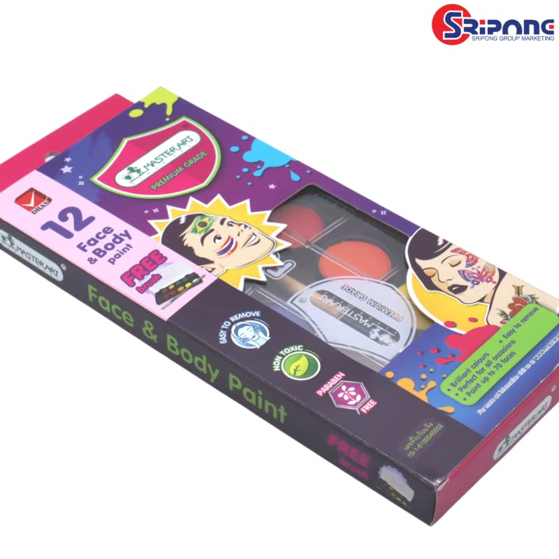 MasterArt Face & Body Paint 12 Colours set bright colors.MADE IN THAILAND