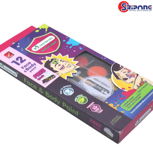 MasterArt Face & Body Paint 12 Colours set bright colors.MADE IN THAILAND