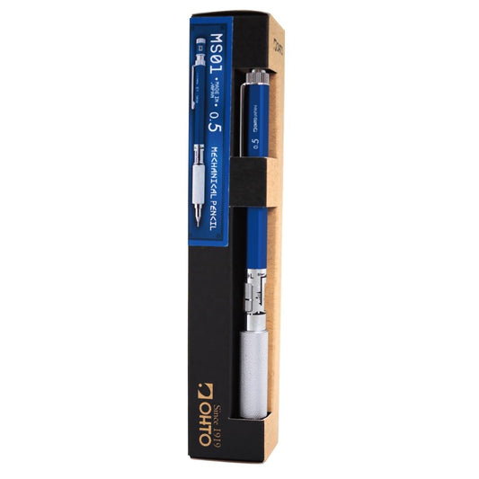 OHTO MS01 Mechanical Pencil 0.5mm Blue Color Drafting Pencil with Customizable Lead Length, Durable Metal Build, Ergonomic Grip and Versatile Design for Professionals and Artists. AP-Certified Japan
