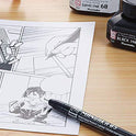 Zig KURETAKE Special Set, Illustration Basic Set 2 Black Markers and 1 White Brush Pen [CBK-55P,CNM-01,BP-24] for Manga Drawing, Lettering and Calligraphy, Professional Artist Quality.