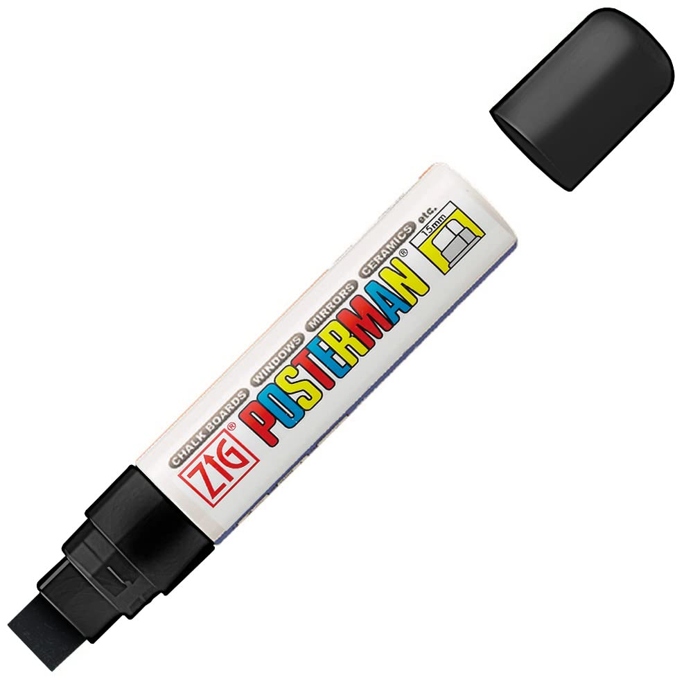 Gently Used [Zig Posterman Waterproof Chalk Marker (PMA-120/010) BLACK 15mm Board Tip ] – Value Deal , Fully Functional , Tested & Working .