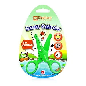 Elephant Croco Cute Animal Safety Scissor for Kids – Child-Friendly Paper Cutting Scissors with Rounded Safe Blades, Lightweight Plastic Body, Easy Grip Handles, Ideal for School, Craft.