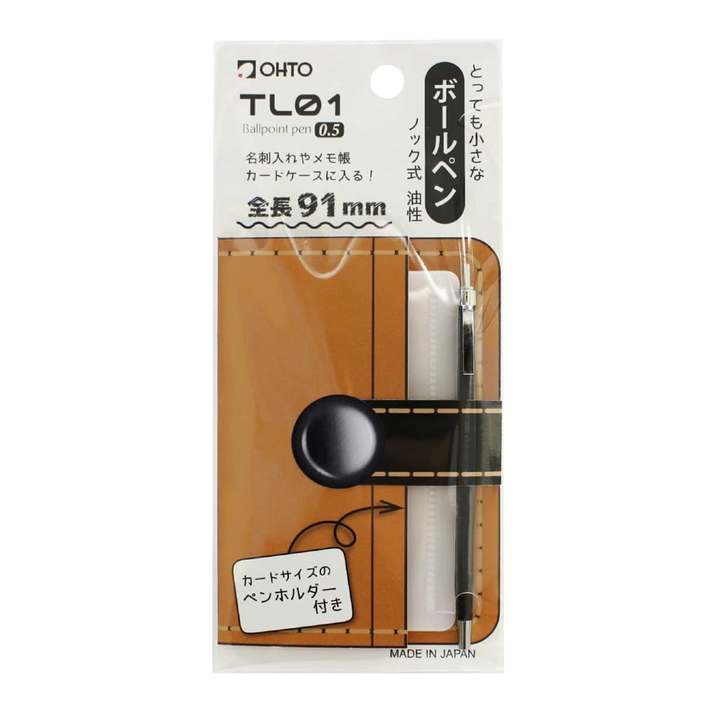 OHTO TL01 0.5mm Needle Point Ballpoint Pen, Navy Aluminum Body | Pocket-Size Ultra Compact Metal Pen, Refillable Soft Black Ink for Notes, Signtaure & Everyday Carry | Made in Japan