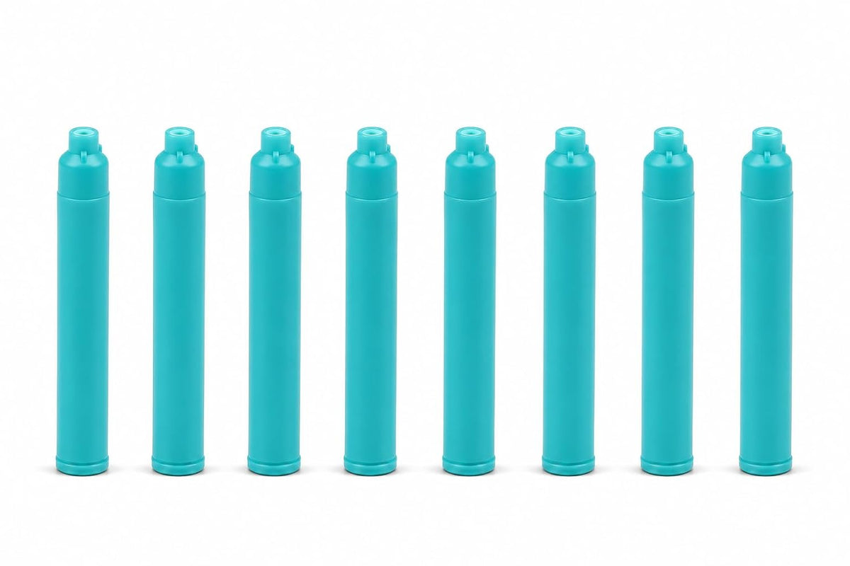 MELLO Universal Standard Fountain Pen Ink Cartridges– Turquoise Blue Ink | Pack of 8 | Fountain Pen Ink Refill | Smooth Writing Ink Cartridges for Journal, School & Office Use | Standard International Size