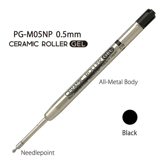 OHTO PG-M05NP 0.5mm Ceramic Gel Refill, Compatible with GS02 Pen, Fine Metal Tip, Quick-Dry Black Ink for Smooth and Precise Writing. Made in Japan