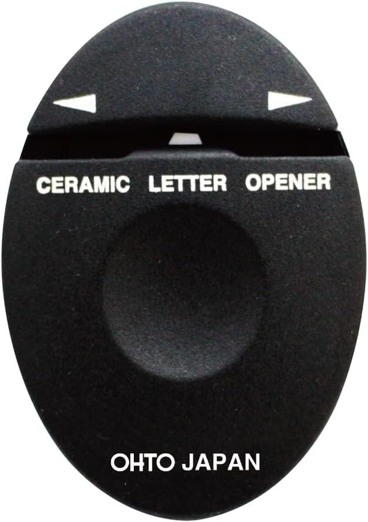 OHTO CORO Ceramic Letter Opener, BLACK | Compact Envelope Cutter with Concealed Ceramic Blade, Safe Mail Opener for Home, Office & Business Use | Made in Japan