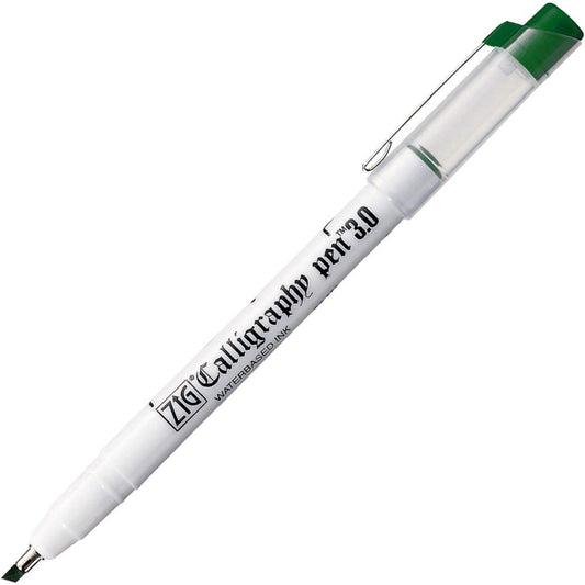 ZIG KURETAKE CALLIGRAPHY PEN [PC-300] 3.0 Oblique Tip (PACK OF 2) GREEN Color.