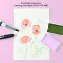 Kuretake ZIG EXPLORING WATERCOLOR, HOW TO PAINT FLOWER (GLAZING) ZIG SPECIAL SET,for beginners, students of Art Illustration Card Making, AP-Certified,Made in Japan