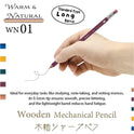 OHTO WN01 Wooden Mechanical Pencil 0.5mm Blue, Japanese Hexagonal Wood Barrel, Refillable Lead Pencil with Eraser for Writing, Sketching, Drawing, School & Office