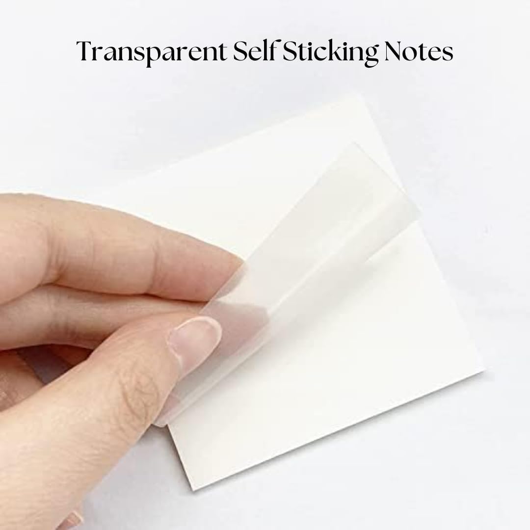 Elephant Transparent Sticky Notes | Translucent Sheets for Office, Study & Documents | Removable & Repositionable | 50 Sheets Pack of 2 | Made in Thailand