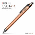 OHTO GS01 Premium Aluminum Gel Pen 0.5mm Needle Tip Black Ink, Quick Dry Smooth Writing Pen, Metal Body with Brass Clip, Executive Office Pen for Journaling, Notes & Everyday Writing, Gold