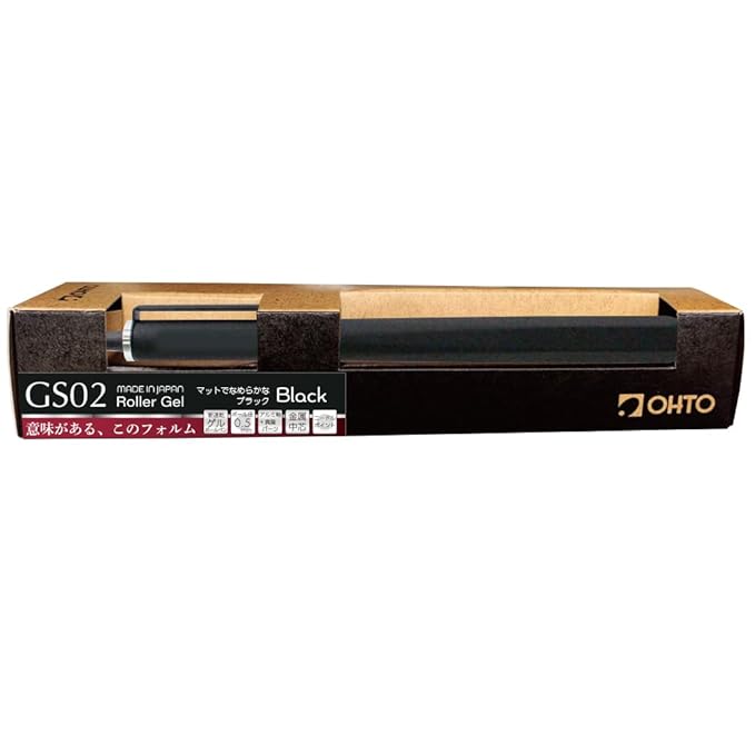 Ohto GS02 Roller Gel Pen, Khaki Body Retractable Needle Tip 0.5mm Black Barrel, Ultra-Quick Drying Black Gel Ink Pen, All-Metal Hybrid Body, Advanced technology Gel ink refill PG-M05NP Made in Japan
