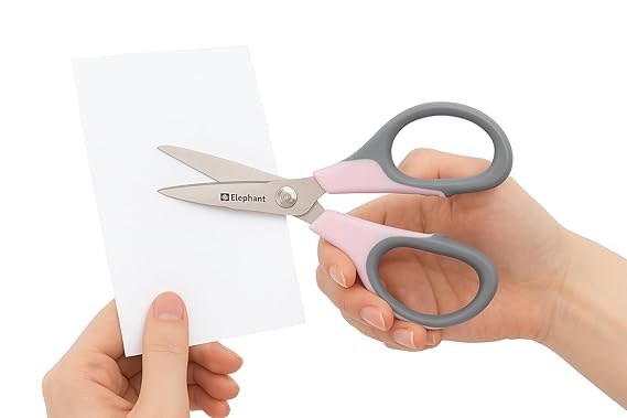 Elephant OFU-1170 Autolock Stainless Steel Scissor with Soft Grip Handle | Precision Sharp Blades for Paper, Cardboard & Craft Use | Ergonomic Non-Slip Handle | Ideal for Office, School & Home Use